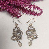 Rattlesnake earrings, brass
