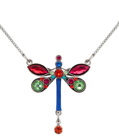 Dragonfly & Mosaic Half Locket Necklace