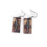 Rustic pewter tree earrings