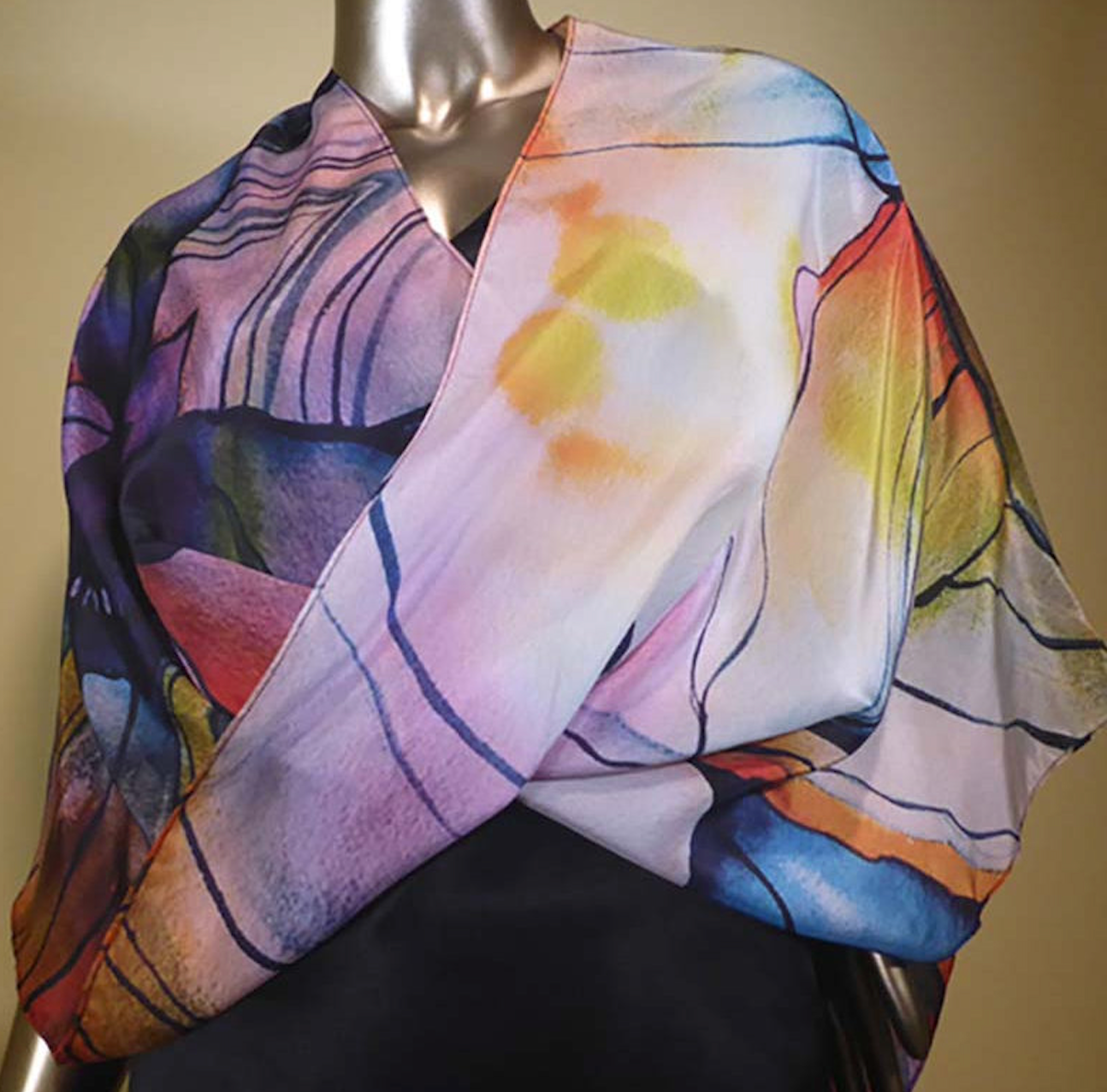 Silk Art Print Ponchos