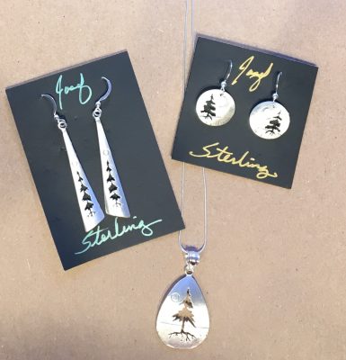 Sterling Silver Trees in necklaces and earrings