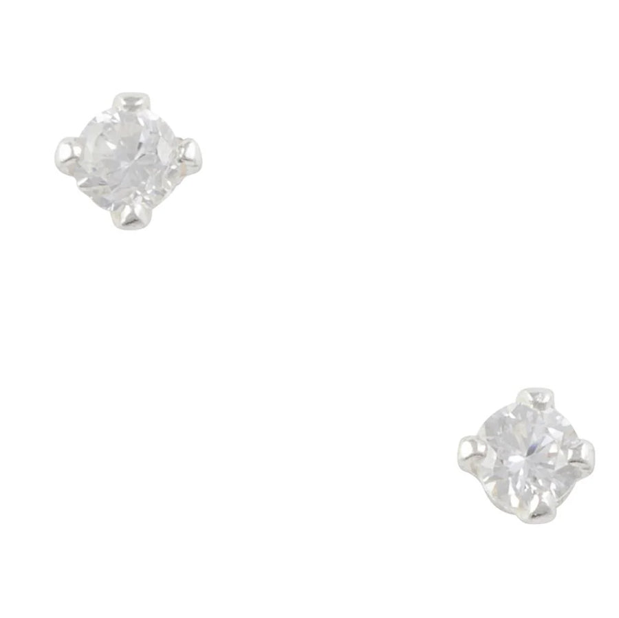 Tiny cz studs, 2mm set in sterling silver