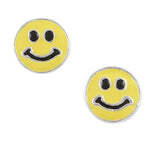 Yellow Happy Face Stud earrings, sterling silver