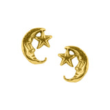 Moon & star sterling silver or gold stud earrings, Tomas