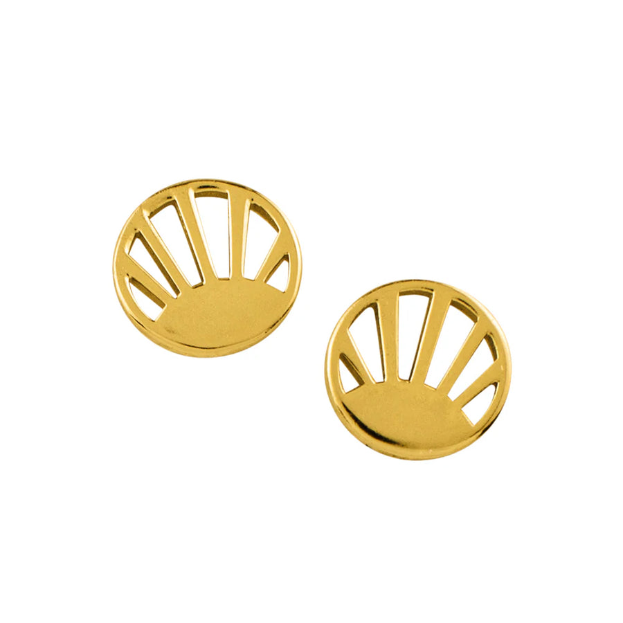 Sun & Rays in Circle, sterling or gold-plated stud earrings, Tomas