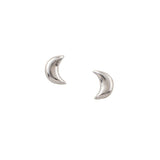 Silver crescent moon stud earrings