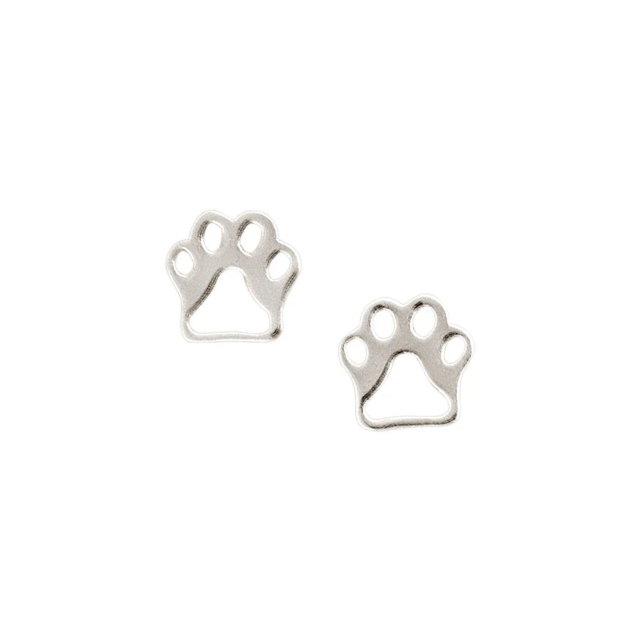 Sterling silver paw print post earrings