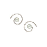 Spiral stud earrings with pearls, sterling silver