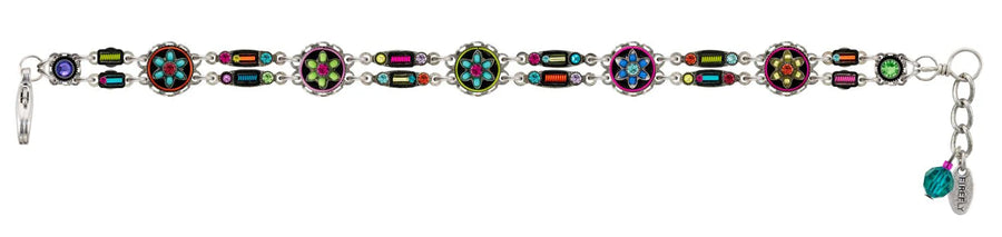 Skinny bracelet with mosaics and flowers