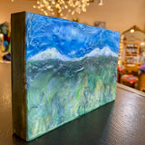 Encaustic painting of the Three Sisters Mountains, Sisters, Oregon 4x6