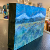 Encaustic painting Three Sisters Mountains 4"x6"x.75"