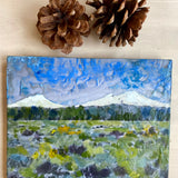 Encaustic painting of the Three Sisters mountains in Sisters Oregon. #02