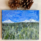 Encaustic painting of the Three Sisters Mountains in Sisters, Oregon 8"x10"