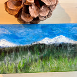 Encaustic painting of the Three Sisters, Sisters Oregon 6"x3"x1.5"