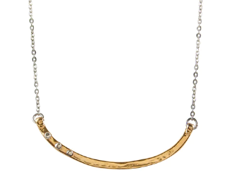 "Riveted Balance" Curved Bar Necklace in Bronze