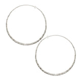Riveted hammered hoop earrings,  sterling silver, 2"