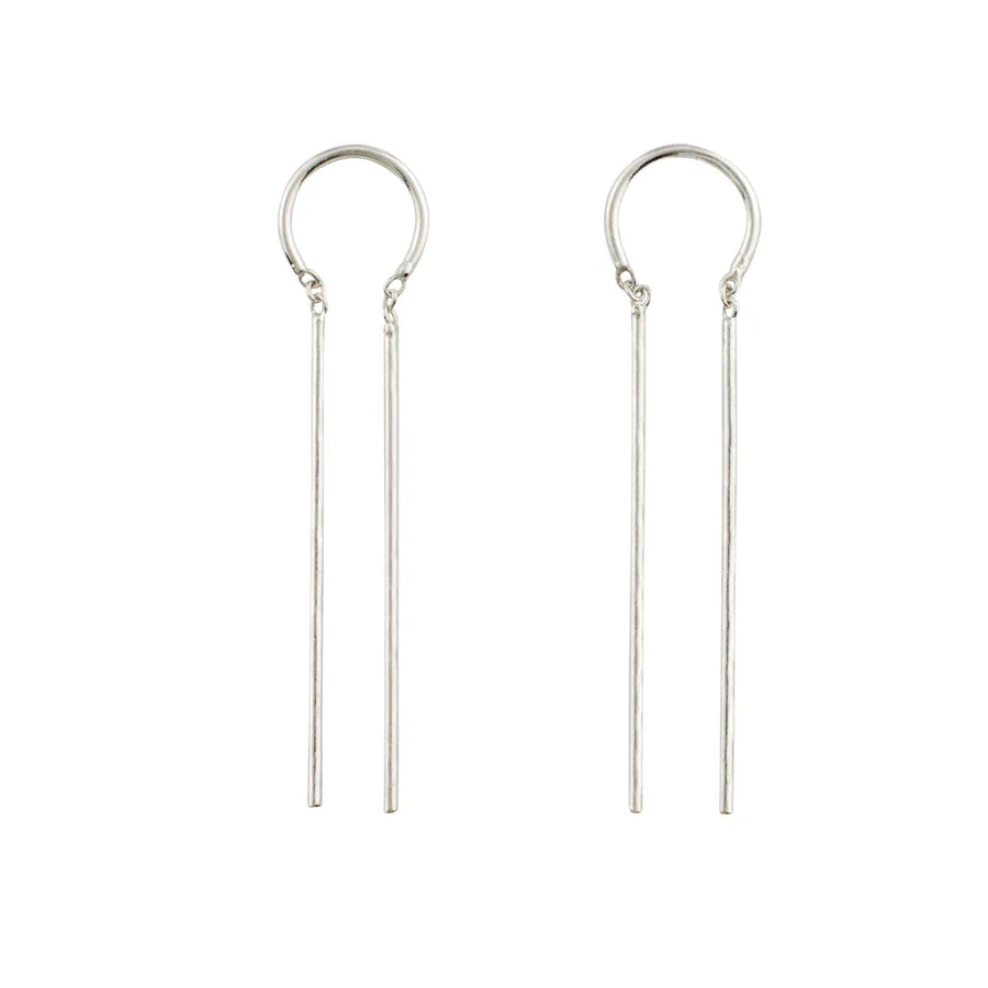 Swinging Bar Thread Through earrings, gold or silver