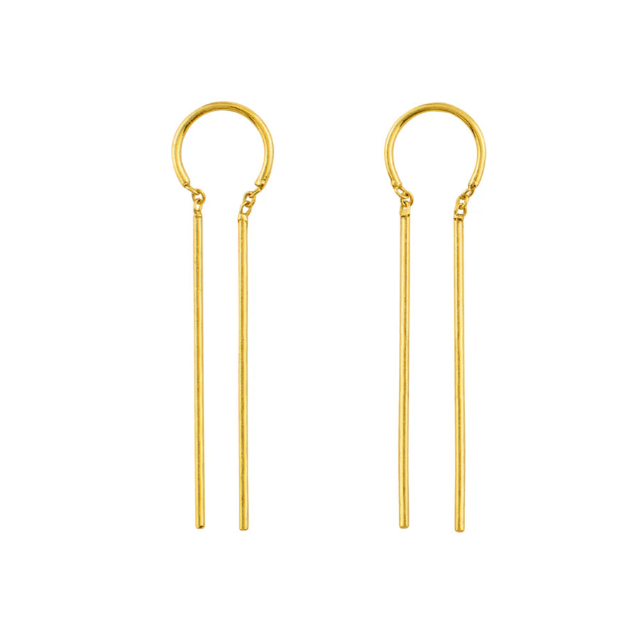 Swinging Bar Thread Through earrings, gold or silver