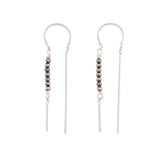Thread through bar earrings,sterling silver with beads