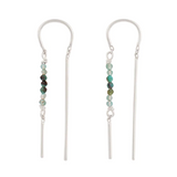 "Beaded Dancer" sterling silver threader earrings, Turquoise & Apatite beads