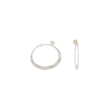 Hoop earrings with opal post Illusion, silver