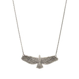 Soaring hawk necklace, sterling silver