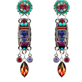 Petite Dolce Vita Oval Post Earrings w/Flame Dangle, Multicolor