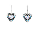 Heart earrings, iridescent and light blue, Firefly