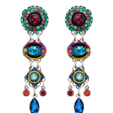 Petite Dolce Vita Circle Post Earrings w/Blue Dangle, Multicolor