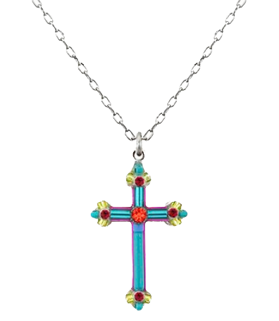 Cross pendant, simple, multicolor, Firefly
