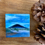 Encaustic painting of Black Butte #3 3x3x1.5"