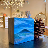 Encaustic painting of Black Butte #3 3x3x1.5"