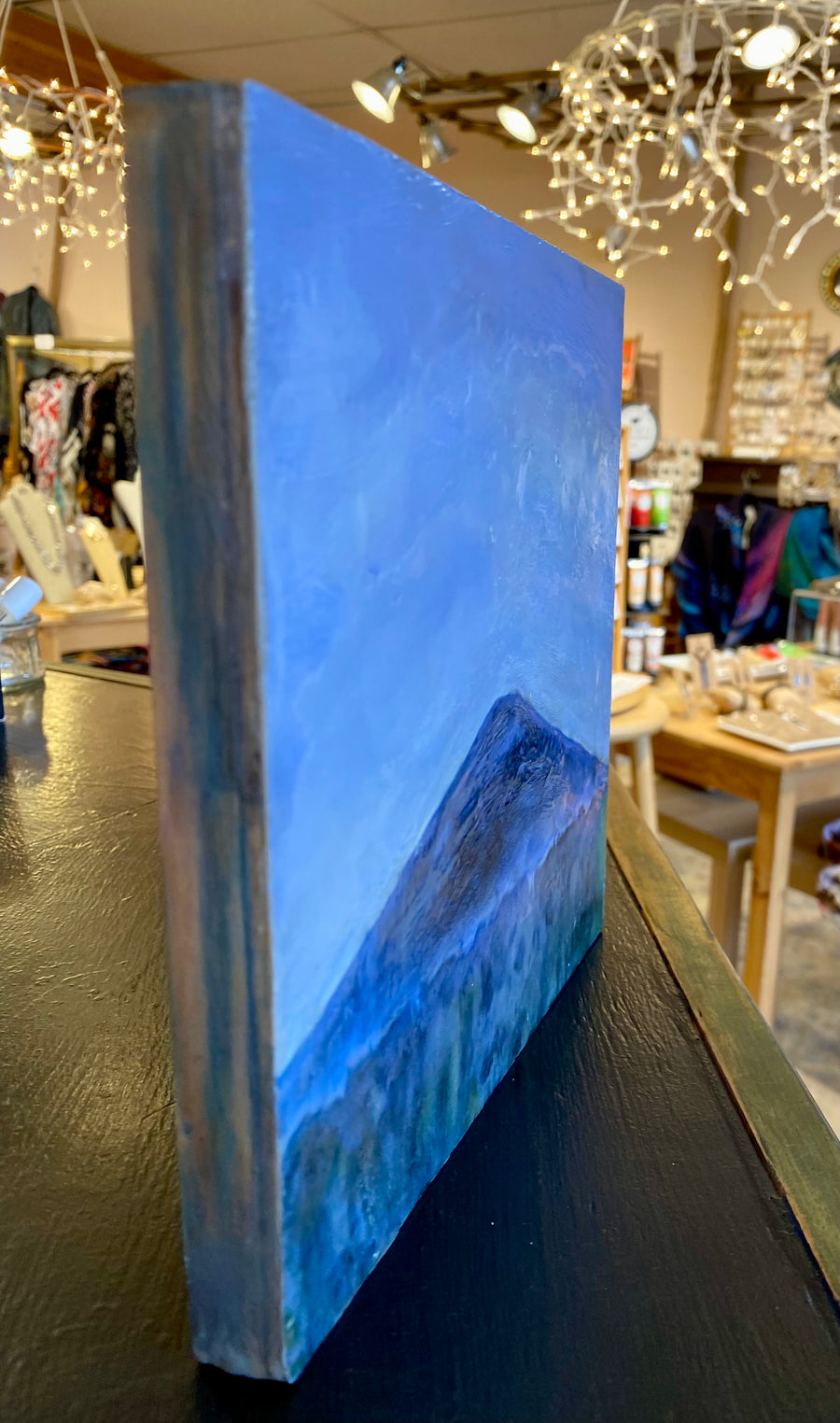 Encaustic painting 8x8 Black Butte #03