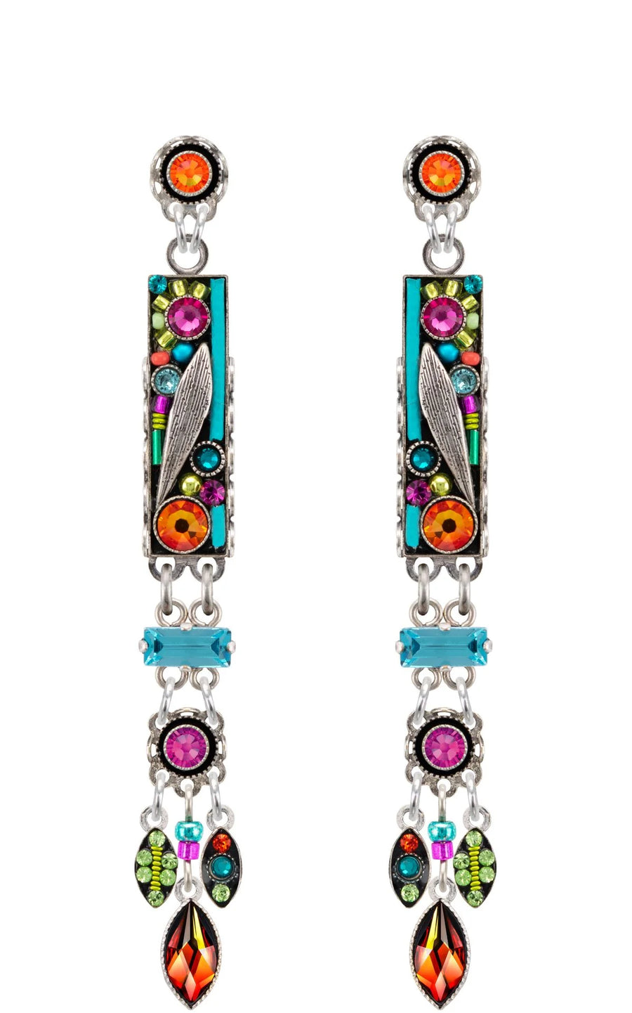 Botanical elaborate dangle post earrings