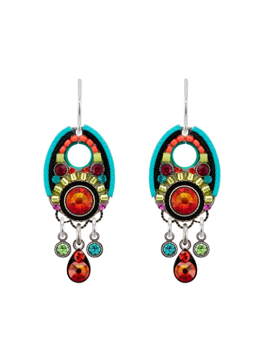 Oval mosaic multi drop earrings