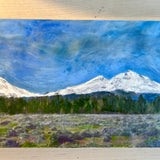 Encaustic Painting "Three Sisters" Sisters, Oregon 12"x6"x1.5"