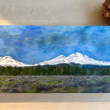 Encaustic Painting "Three Sisters" Sisters, Oregon 12"x6"x1.5"