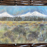 Encaustic painting Three Sisters Mountains 4"x6"x.75"