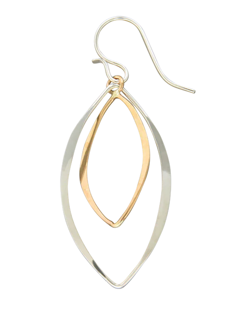 Oblong links dangle earrings, gold filled, sterling silver or mixed