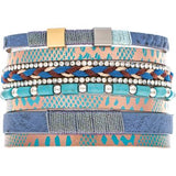 silver, blue wide magnetic bracelet