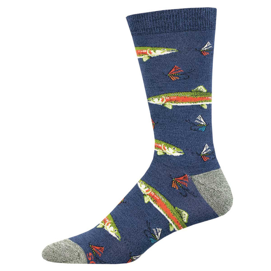 Trout and flies, bamboo rayon socks for men
