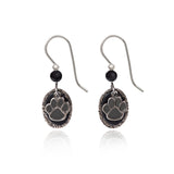 Mixed metal, layered paw print earrings, Silver Forest