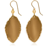 Brass oblong leaf shape earrings , Silver Forest