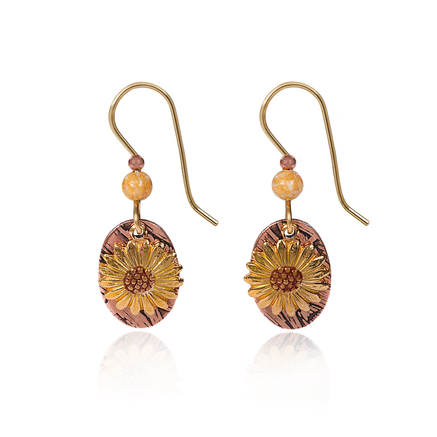 Sunflower layered earrings, silver Forest