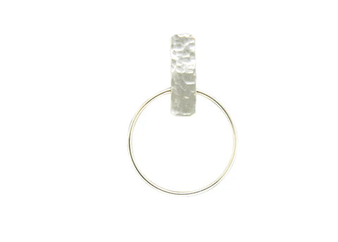 Hammered bar with dangling circle post earrings