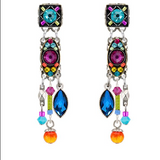 Milano 2-tier w/Fringe Post Earrings, Multicolor