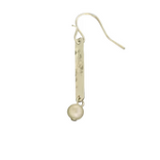 Narrow hammered bar dangle earrings with pearl bead drop,  gold or silver