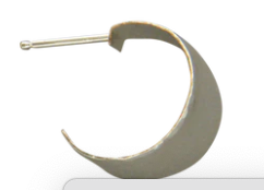 Small "hammered cuff" half hoop Post Earrings, Sterling Silver or gold filled
