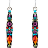 Linear Earrings, mosaic multicolor