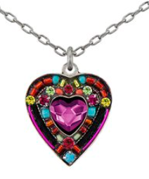 Heart Pendant Necklace, rose, light blue or dark blue